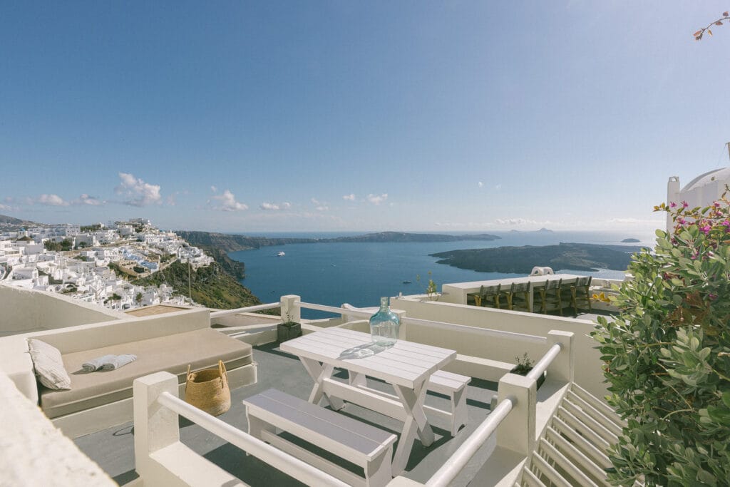 a panoramic terrace on the caldera of santorini
