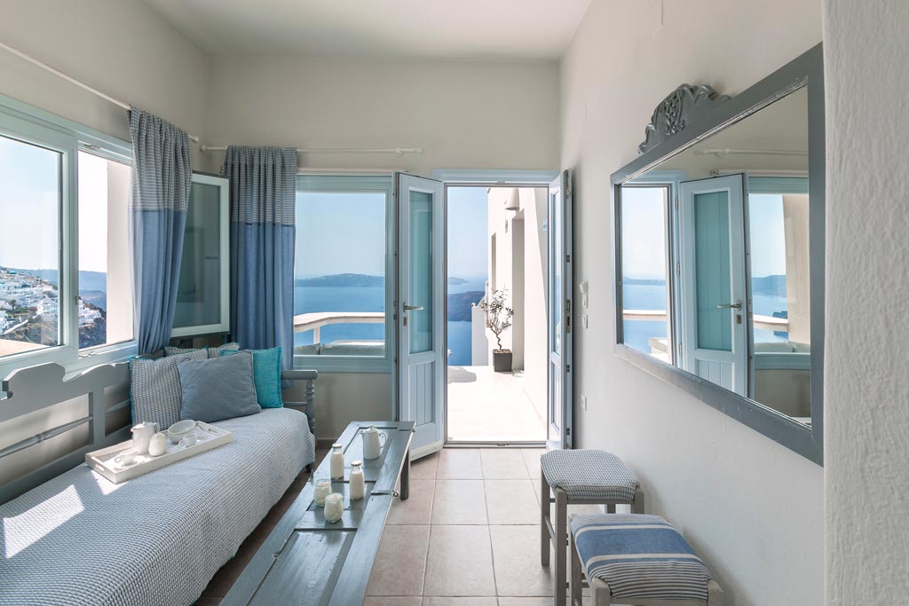 romantic suite with private balcony santorini bluedolphins 01