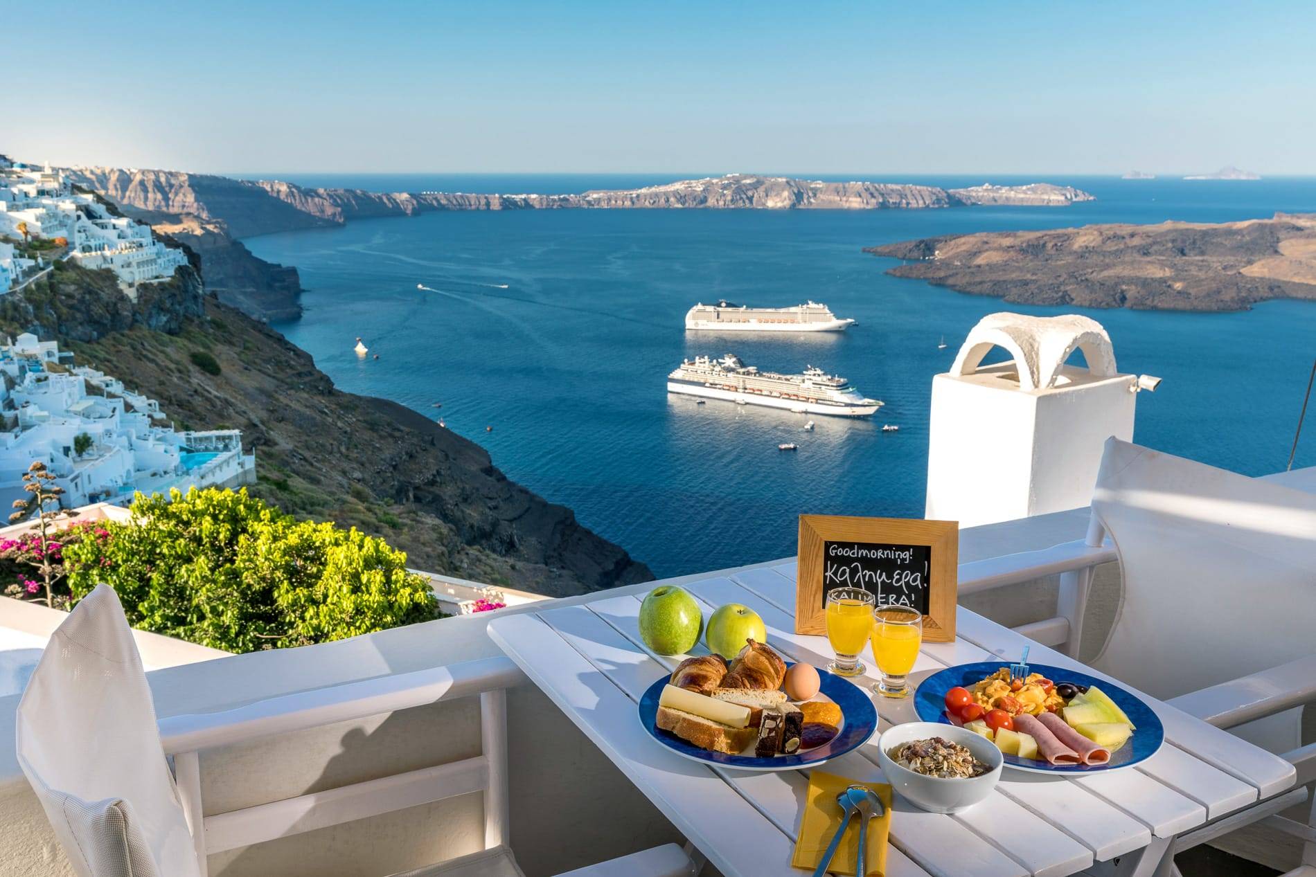 Caldera views from apartments and suites santorini - bluedolphins